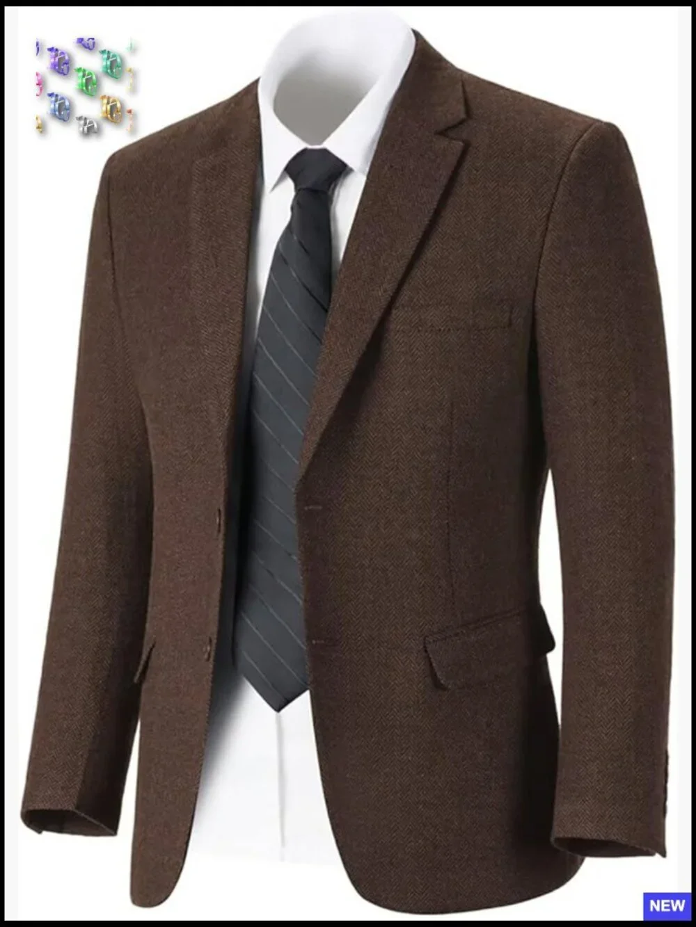 Tweed Herringbone Slim Fit Sport Coat Retro Classic Business Casual Blazer